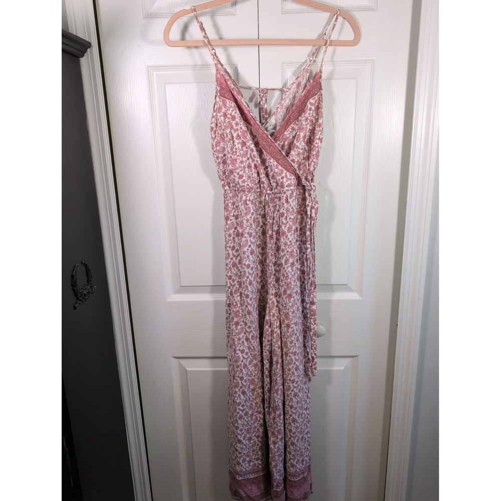 Japna Small Pink And White Jumpsuit Spaghetti Straps